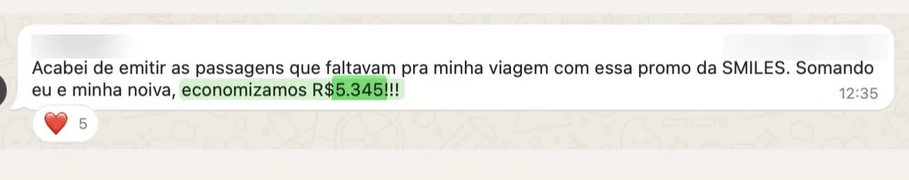 Depoimento de aluna sobre emissão com R$ 5.345 de economia