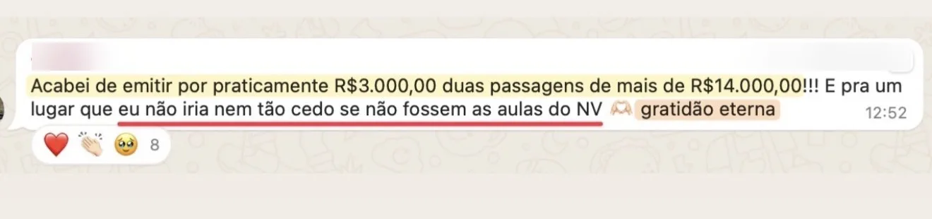 Depoimento de aluna sobre R$ 11 mil de economia em duas passagens