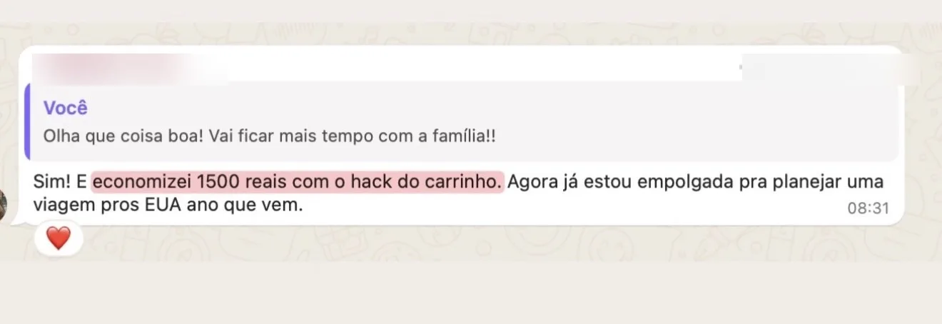 Depoimento de aluna sobre R$ 1.500 economizados fabricando pontos baratos